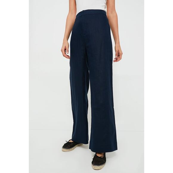 TUCKERNUCK Navy Linen Lydia Pants Size M NWT Retail $128 Tuckernuck - Picture 1 of 6